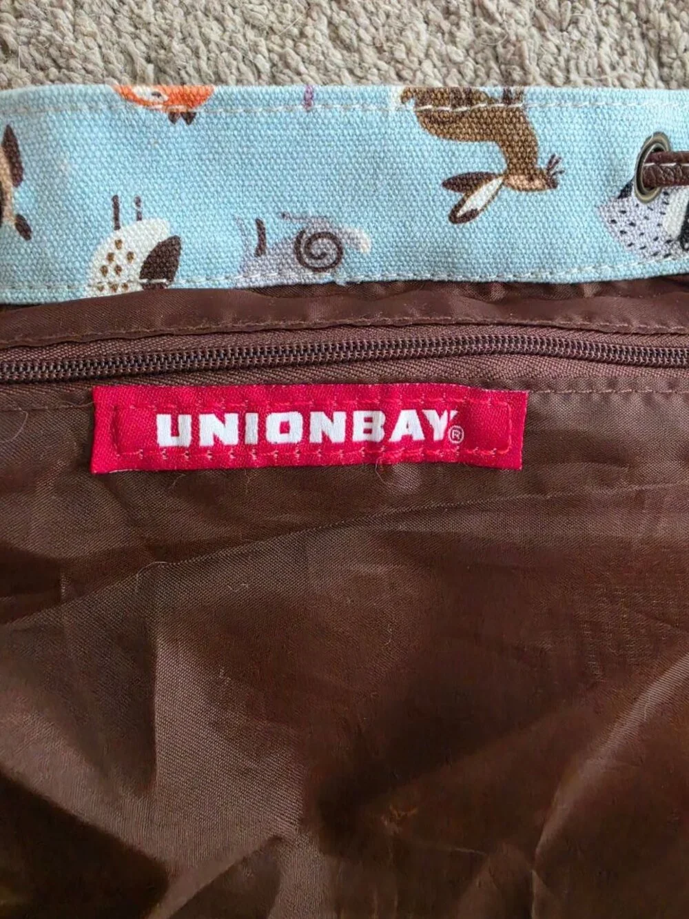 Unionbay Boho Woodland Animal Canvas Mini Backpack Rucksack Floral Tassel EUC